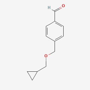 molecular formula C12H14O2 B7997092 4-[(Cyclopropanemethoxy)methyl]benzaldehyde 