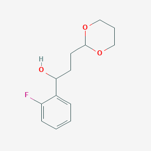 molecular formula C13H17FO3 B7997182 3-[2-(1,3-Dioxanyl)]-1-(2-fluorophenyl)-1-propanol 