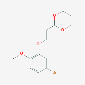 molecular formula C13H17BrO4 B7997211 2-[2-(3-Bromo-6-methoxy-phenoxy)ethyl]-1,3-dioxane 