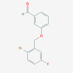 molecular formula C14H10BrFO2 B7997286 3-(2-Bromo-5-fluorobenzyloxy)benzaldehyde 