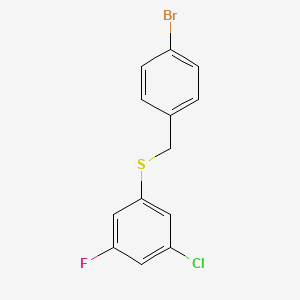 molecular formula C13H9BrClFS B7997452 1-Bromo-4-[(3-chloro-5-fluorophenyl)sulfanylmethyl]benzene 