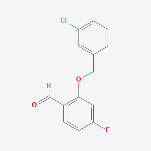 molecular formula C14H10ClFO2 B7997605 2-((3-Chlorobenzyl)oxy)-4-fluorobenzaldehyde 