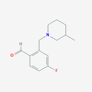 molecular formula C14H18FNO B7997777 4-Fluoro-2-((3-methylpiperidin-1-yl)methyl)benzaldehyde 