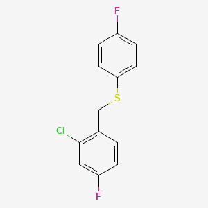 molecular formula C13H9ClF2S B7998010 1-Chloro-3-fluoro-6-[(4-fluorophenyl)sulfanylmethyl]benzene 