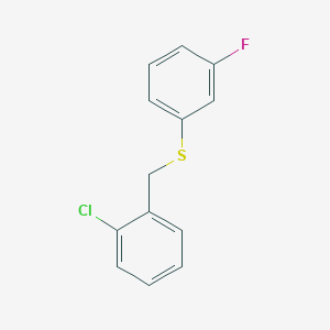 molecular formula C13H10ClFS B7998121 1-Chloro-2-[(3-fluorophenyl)sulfanylmethyl]benzene 