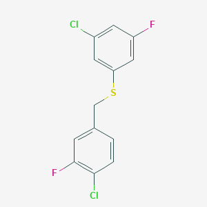 1-Chloro-2-fluoro-4-[(3-chloro-5-fluorophenyl)sulfanylmethyl]benzene