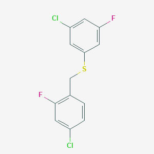 molecular formula C13H8Cl2F2S B7998424 1-Chloro-3-fluoro-4-[(3-chloro-5-fluorophenyl)sulfanylmethyl]benzene 