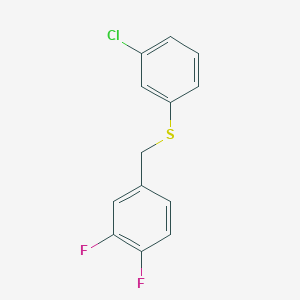 molecular formula C13H9ClF2S B7998492 1,2-Difluoro-4-[(3-chlorophenyl)sulfanylmethyl]benzene 