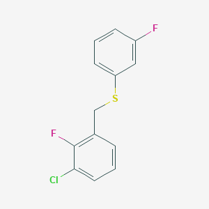 molecular formula C13H9ClF2S B7998586 1-Chloro-2-fluoro-3-[(3-fluorophenyl)sulfanylmethyl]benzene CAS No. 1443312-65-9