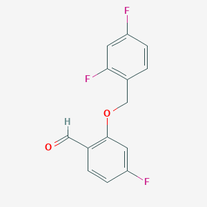 molecular formula C14H9F3O2 B7998817 2-((2,4-Difluorobenzyl)oxy)-4-fluorobenzaldehyde 