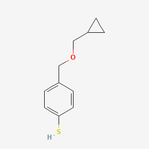 molecular formula C11H14OS B7998840 4-[(Cyclopropanemethoxy)methyl]thiophenol 