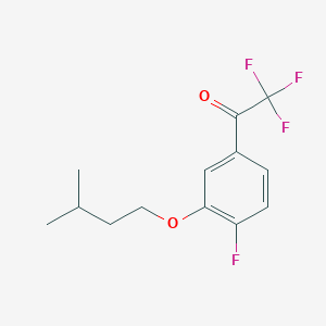 molecular formula C13H14F4O2 B7998896 2,2,2-Trifluoro-1-(4-fluoro-3-(isopentyloxy)phenyl)ethanone 