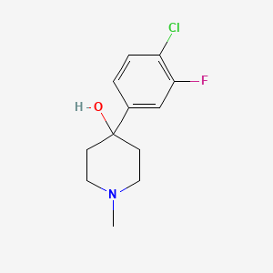 molecular formula C12H15ClFNO B7999200 4-(4-Chloro-3-fluorophenyl)-4-hydroxy-1-methylpiperidine 