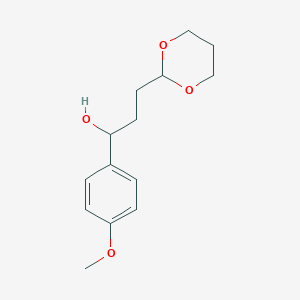 molecular formula C14H20O4 B7999293 3-[2-(1,3-Dioxanyl)]-1-(4-methoxyphenyl)-1-propanol 