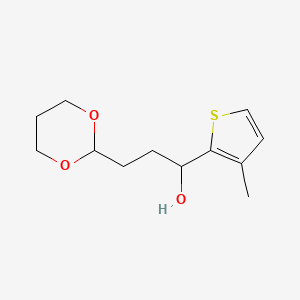 molecular formula C12H18O3S B7999640 3-[2-(1,3-Dioxanyl)]-1-(3-methyl-2-thienyl)-1-propanol 