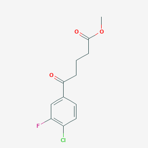 molecular formula C12H12ClFO3 B7999642 Methyl 5-(4-chloro-3-fluorophenyl)-5-oxovalerate 