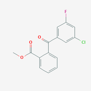 molecular formula C15H10ClFO3 B7999719 Methyl 2-(3-chloro-5-fluorobenzoyl)benzoate 