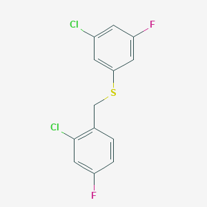 molecular formula C13H8Cl2F2S B7999767 1-Chloro-3-fluoro-6-[(3-chloro-5-fluorophenyl)sulfanylmethyl]benzene 