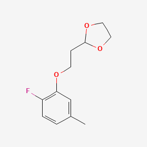 molecular formula C12H15FO3 B7999887 2-[2-(2-Fluoro-5-methyl-phenoxy)ethyl]-1,3-dioxolane 