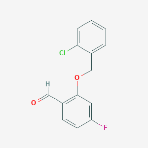 molecular formula C14H10ClFO2 B7999939 2-((2-Chlorobenzyl)oxy)-4-fluorobenzaldehyde 