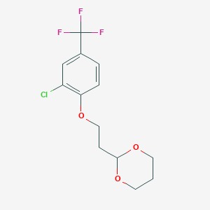 molecular formula C13H14ClF3O3 B8000120 3-Chloro-4-[2-(1,3-dioxan-2-yl)ethoxy]benzotrifluoride CAS No. 1443314-43-9