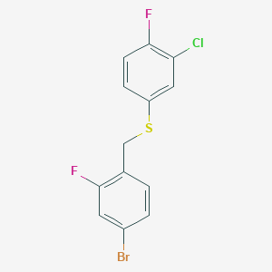 molecular formula C13H8BrClF2S B8000205 1-Bromo-3-fluoro-4-[(3-chloro-4-fluorophenyl)sulfanylmethyl]benzene 