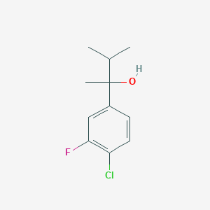 molecular formula C11H14ClFO B8000286 2-(4-Chloro-3-fluorophenyl)-3-methyl-butan-2-ol 