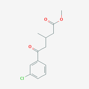 molecular formula C13H15ClO3 B8000306 Methyl 5-(3-chlorophenyl)-3-methyl-5-oxovalerate 