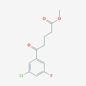 molecular formula C12H12ClFO3 B8000363 Methyl 5-(3-chloro-5-fluorophenyl)-5-oxovalerate CAS No. 1443333-35-4