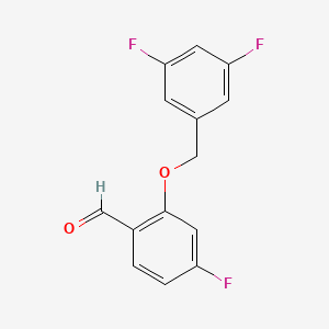 molecular formula C14H9F3O2 B8000382 2-((3,5-Difluorobenzyl)oxy)-4-fluorobenzaldehyde 