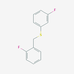 molecular formula C13H10F2S B8000405 1-Fluoro-2-[(3-fluorophenyl)sulfanylmethyl]benzene 