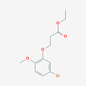 molecular formula C12H15BrO4 B8000426 Ethyl 3-(3-bromo-6-methoxy-phenoxy)propanoate 