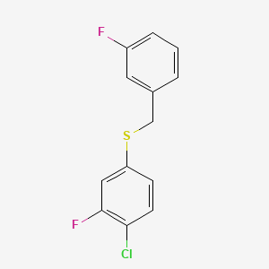 molecular formula C13H9ClF2S B8000541 1-Fluoro-3-[(4-chloro-3-fluorophenyl)sulfanylmethyl]benzene 