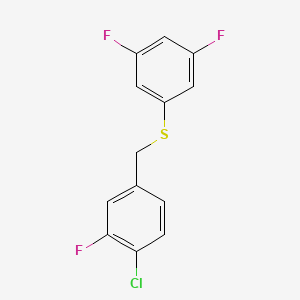 molecular formula C13H8ClF3S B8000612 1-Chloro-2-fluoro-4-[(3,5-difluorophenyl)sulfanylmethyl]benzene 