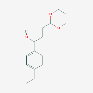 molecular formula C15H22O3 B8000648 3-[2-(1,3-Dioxanyl)]-1-(4-ethylphenyl)-1-propanol 