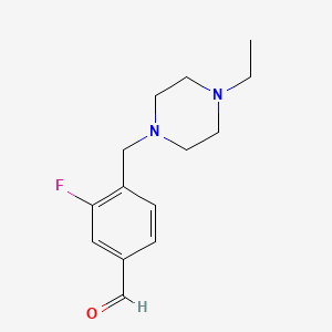 molecular formula C14H19FN2O B8000716 3-Fluoro-4-[(4-ethylpiperazino)methyl]benzaldehyde 