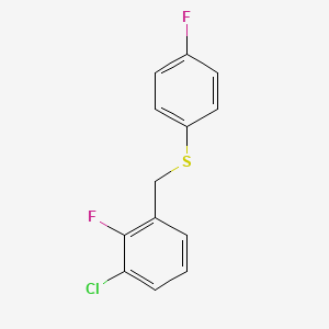 molecular formula C13H9ClF2S B8000816 1-Chloro-2-fluoro-3-[(4-fluorophenyl)sulfanylmethyl]benzene 