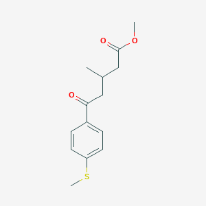 molecular formula C14H18O3S B8000884 Methyl 5-(4-methylthiophenyl)-3-methyl-5-oxovalerate 