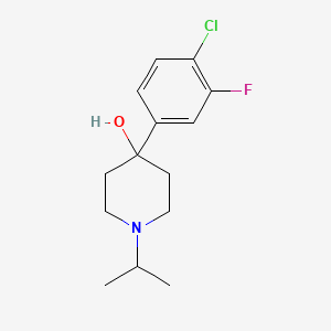 molecular formula C14H19ClFNO B8000908 4-(4-Chloro-3-fluorophenyl)-4-hydroxy-1-iso-propylpiperidine 