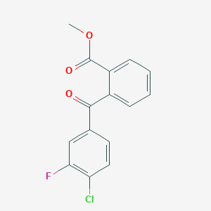 molecular formula C15H10ClFO3 B8001001 Methyl 2-(4-chloro-3-fluorobenzoyl)benzoate 