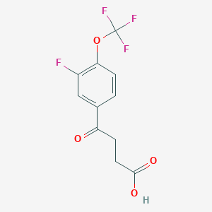 molecular formula C11H8F4O4 B8001030 4-[3-Fluoro-4-(trifluoromethoxy)phenyl]-4-oxobutyric acid 