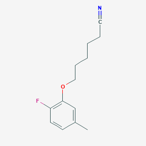 molecular formula C13H16FNO B8001134 6-(2-Fluoro-5-methyl-phenoxy)hexanenitrile 