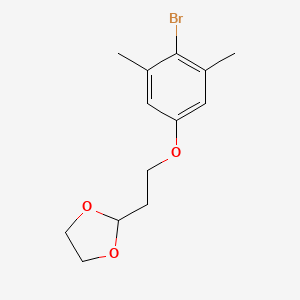 molecular formula C13H17BrO3 B8001153 2-[2-(4-Bromo-3,5-dimethyl-phenoxy)ethyl]-1,3-dioxolane 