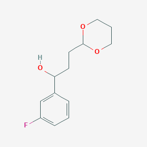 molecular formula C13H17FO3 B8001162 3-[2-(1,3-Dioxanyl)]-1-(3-fluorophenyl)-1-propanol 
