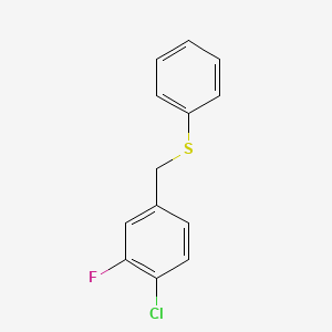 molecular formula C13H10ClFS B8001173 1-Chloro-2-fluoro-4-(phenylsulfanylmethyl)benzene 