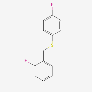 molecular formula C13H10F2S B8001189 1-Fluoro-2-[(4-fluorophenyl)sulfanylmethyl]benzene 
