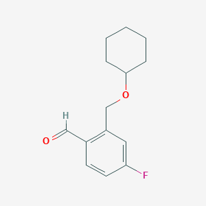 molecular formula C14H17FO2 B8001193 2-[(Cyclohexyloxy)methyl]-4-fluorobenzaldehyde CAS No. 1443303-59-0