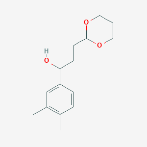 molecular formula C15H22O3 B8001363 1-(3,4-Dimethylphenyl)-3-[2-(1,3-dioxanyl)]-1-propanol CAS No. 1443327-48-7