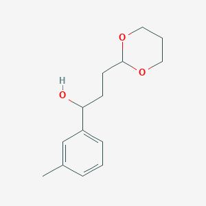 molecular formula C14H20O3 B8001514 3-[2-(1,3-Dioxanyl)]-1-(3-methylphenyl)-1-propanol 