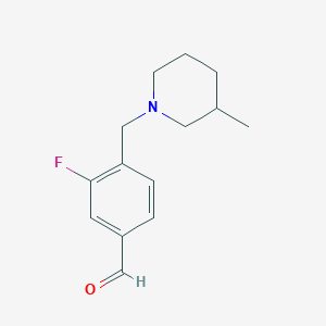 molecular formula C14H18FNO B8001529 3-Fluoro-4-((3-methylpiperidin-1-yl)methyl)benzaldehyde 